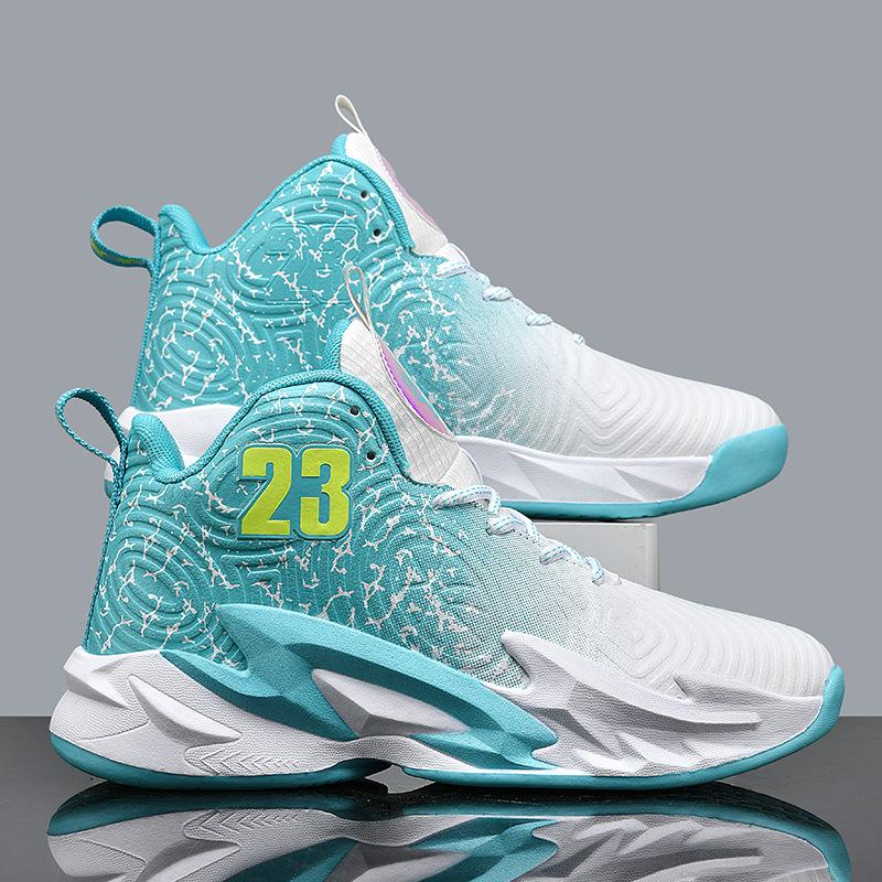 Spring and Autumn New High Top Basketball Shoes Leather Surface Men's Actual Combat Teenagers Junior High School Elementary School Elementary School
