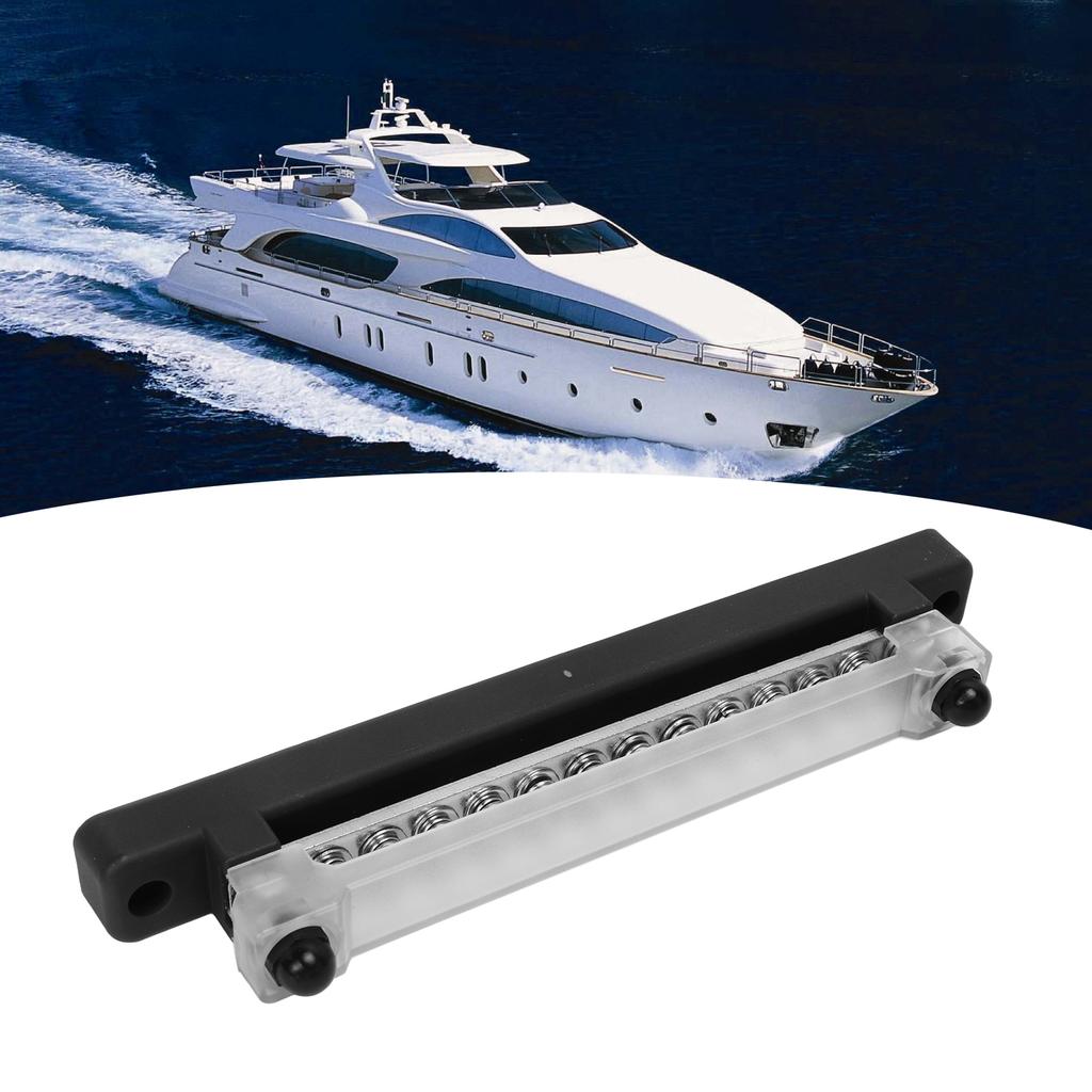 48V 150A 12 Terminal Bus Bar Power Distribution Block with Cover M6 Studs M4 Screws for Car RV Marine Boat