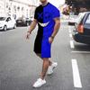Summer Men's Round Neck Short Sleeved and Shorts Two-piece Set, Facial Expressions Comical and Realistic 3D Printing Set, Men's