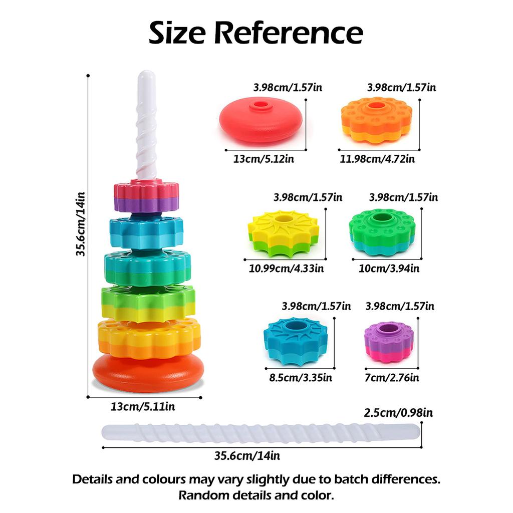 Non-Toxic Montessori Rotating Rainbow Tower Baby Stacking Puzzle Toys Safety Andenvironmental Protection Colored Children'S Toys