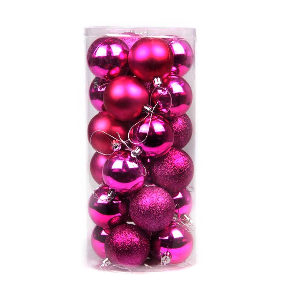 Decorative Christmas Tree Pendants 24pcs/box Glitter Powder Ball Pendant Ornament Christmas Baubles Balls Ornaments Gift
