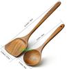 AOOSY Rice and Made of Natural Perfect for Cooking and Wok Includes Kitchen and Wooden Kitchen Large Kitchen Utensils 2-Piece Set Paddle, Spatula,