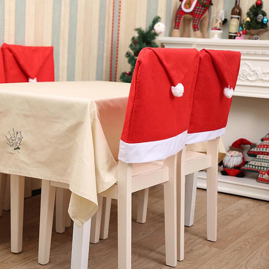 6pcs Home Party Decoration Christmas Red Hat Dining Room Chair Cover