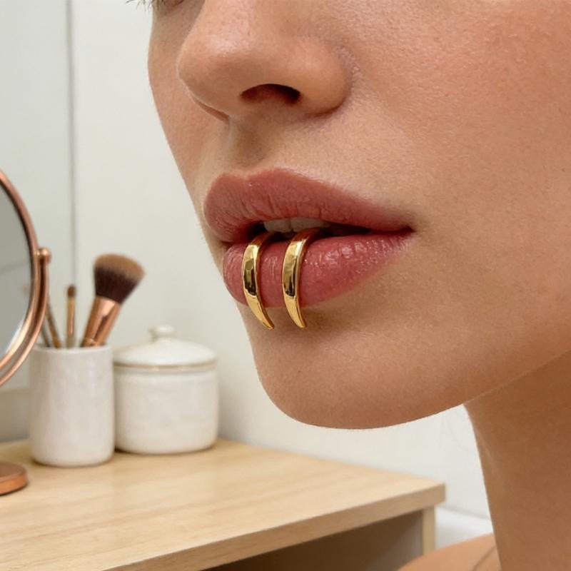 Edgy Snake Tooth Lip Jewelry Clip On Copper Materials Jewelry Accessories For Hip Hop Event And Daily Wear