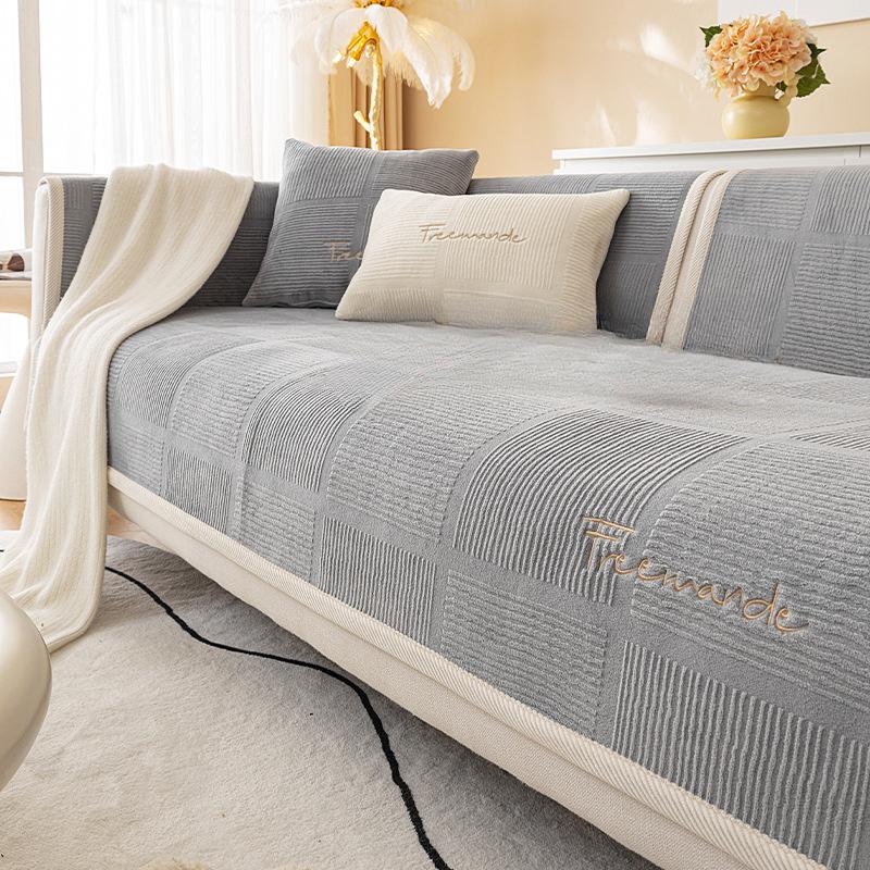 

Зимняя подушка для дивана из молочного волокна, нескользящая утолщенная зимняя плюшевая подушка, простой современный чехол для дивана, тканевый чехол 70*70