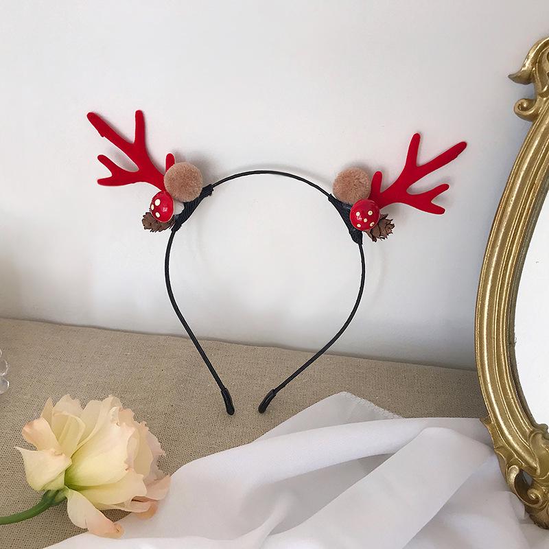 

Різдвяний обруч для голови з оленячими рогами та дзвіночком: Святкова прикраса для волосся