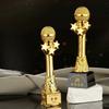 Customized Microphone Five-pointed Star Resin Trophy, Crystal Base Excellent Host Singing Talent Activity Competition Award, 1Pc