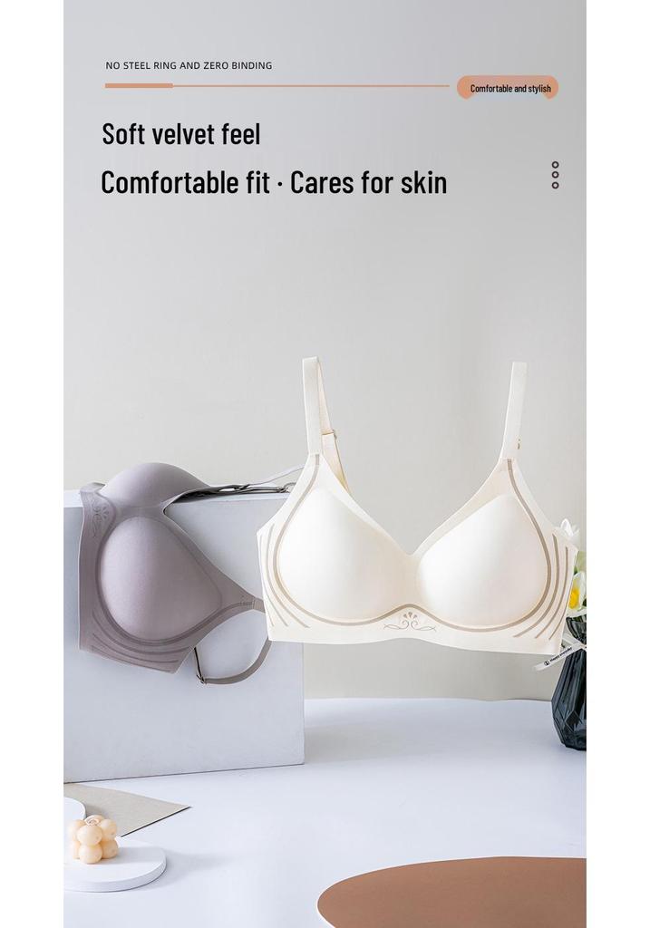 Women's Seamless Push-Up Bra with Side Support, Thin Fixed Cups, and Beautiful Back Design for Full Coverage and Anti-Sagging.