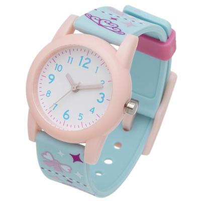 Kids Analog Watch PVC Belt Blue Pink Moa KDS015-2