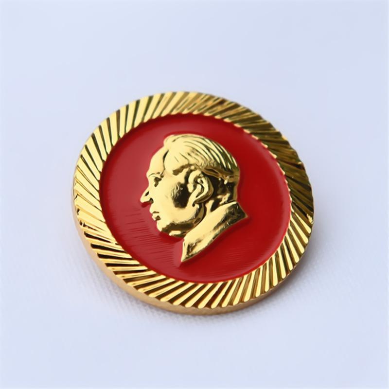 Copper metal brooch, 3cm Chairman Mao s emblem, Grandpa Mao s badge, clothing accessories, brass toothed commemorative medal 1