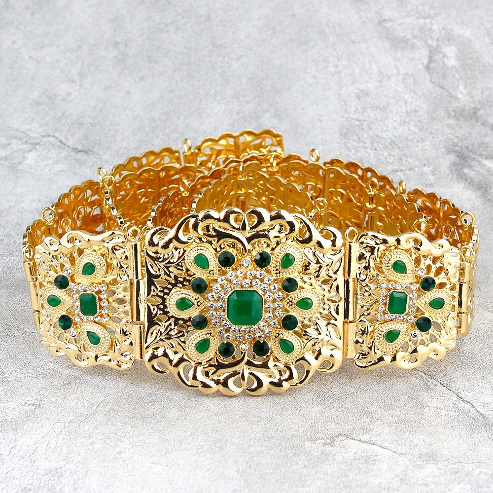 Gold Color Chic Belt Wedding Jewelry For Women Flower Crystal Waist Belt Chain Adjustable Length 2023