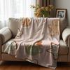 Soft Blue Snow Motif Cartoon Anime Print Flannel Blanket Soft Warm Throw for Kids Bedroom Sofa Christmas Office Car