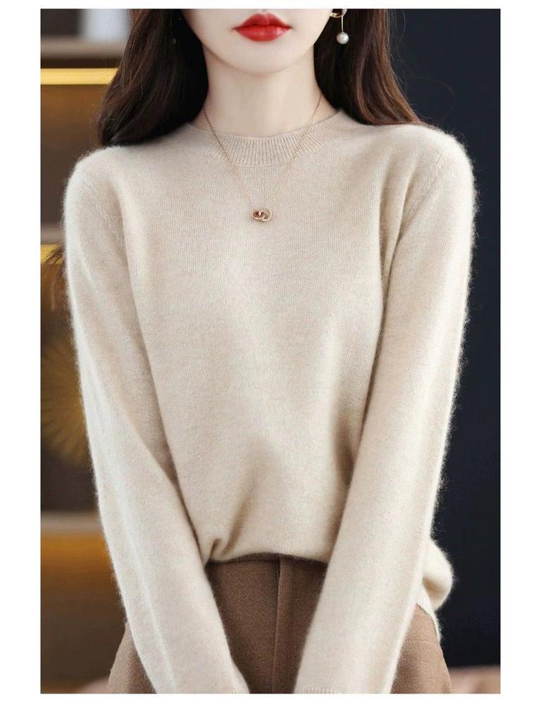 Trendy Women's Wool Sweater: Loose-Fit, Round Neck, Perfect for Autumn & Winter