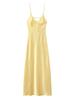 LYRIA Yellow Elegant Stain Women's Sling Dress Sexy Backless Sleeveless V Neck High Waist Evening Gown Summer Chic Lady Partywear 2025