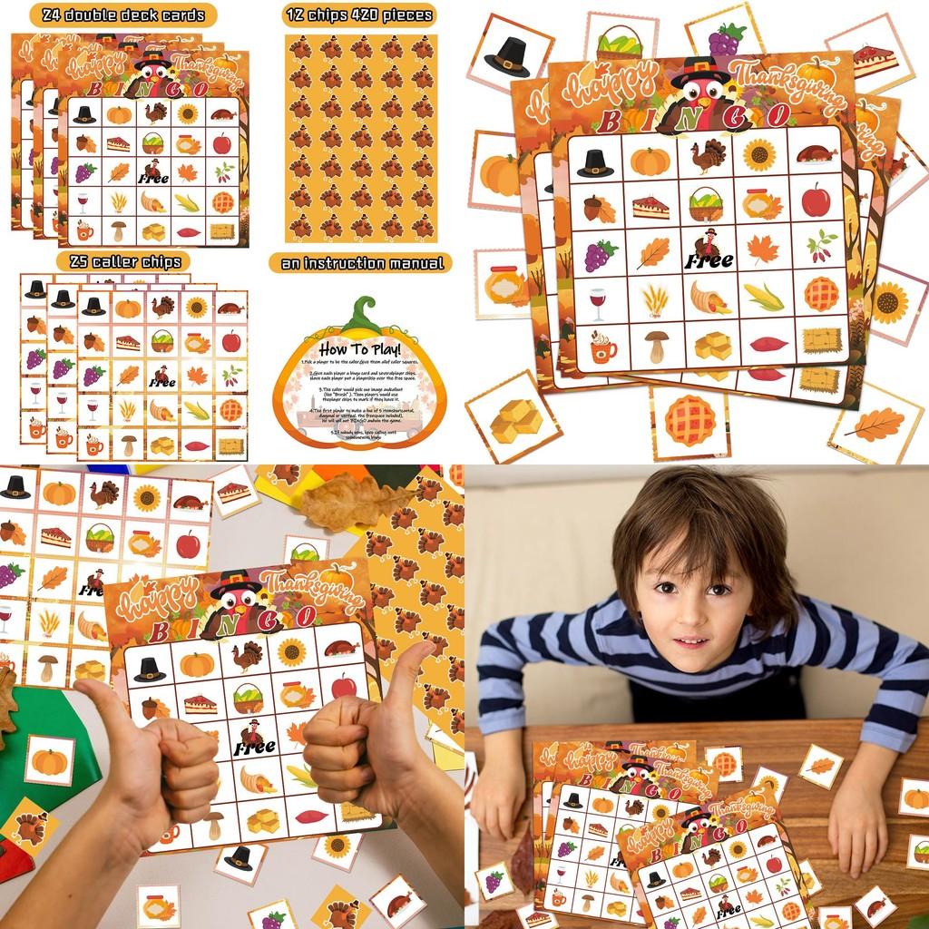 Themed Party Thanksgiving Fun Bingo Game Set With Paper Cards And Sheets Call