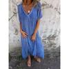 JKASHDK Moda Donna Estate Primavera Colore Unico Stampa Manica Corta Scollo a V Linea Vita Larga Abiti Casual