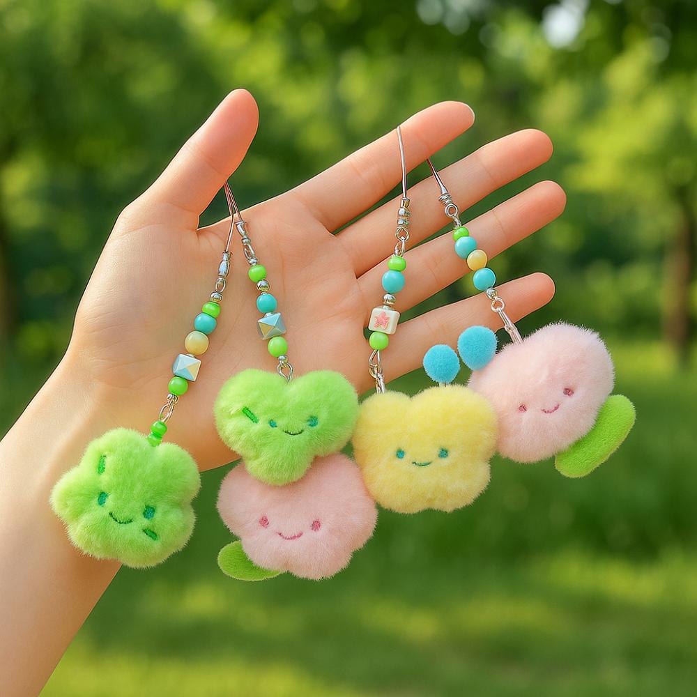 Beads Flower Letter Plush Keyring Cartoon Design Plush Flower Bag Pendant  Children