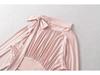 Women's French Retro Tie-Up Slim Fit Cropped Shirt - Stand Collar, Long Sleeve, High Waist (Spring/Autumn)