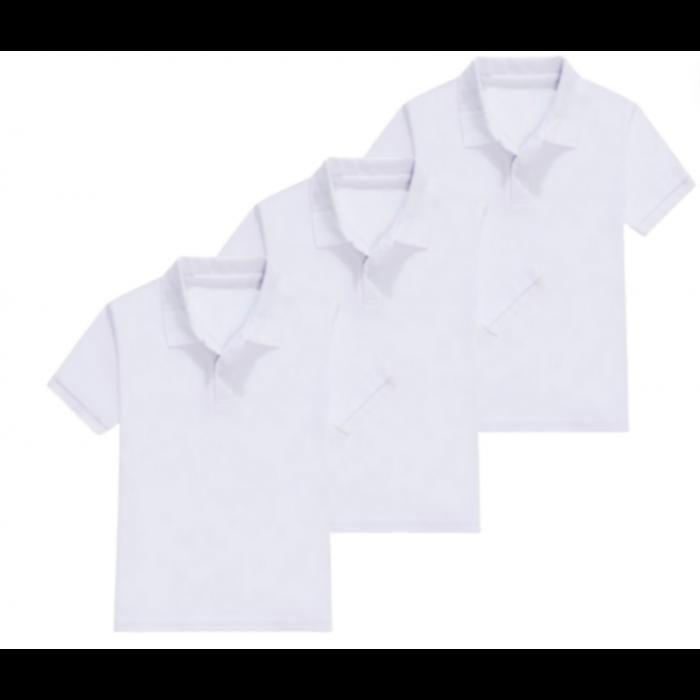 Children's Short-sleeved White Polo Shirt ( Lot 3 ) - - White