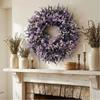 Fresh Artificial Lavender Wreath Vivid Colors Fake Flower Wreath Simulated Garland  Home Party