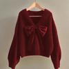 Women's Bowknot Knit Sweater - Versatile Autumn/Winter Fashion 2025, Japan-Korea Style