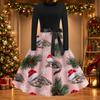 Women's Casual Christmas Print Neck Vintage Dress for Holiday Party
