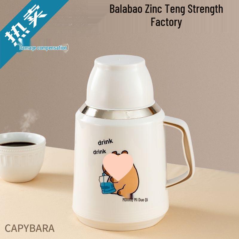 Capybara Insulated Large Hot Water Bottle Thermos Cream White 1.0L Capybara