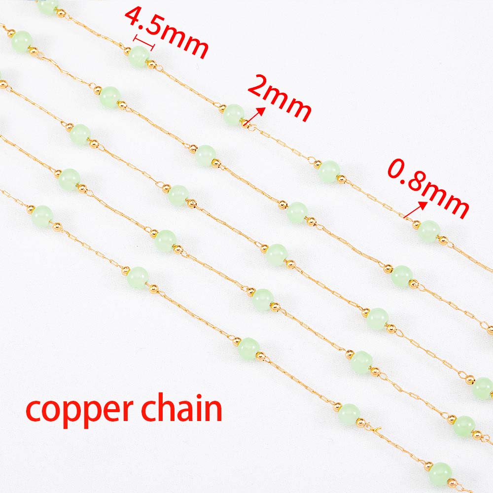 

1M Fashion Glass Ball Flat Beads Stainless Steel Beaded Chain Gold Color Chains for DIY Women Necklace Bracelet Jewelry Findings 1 meter