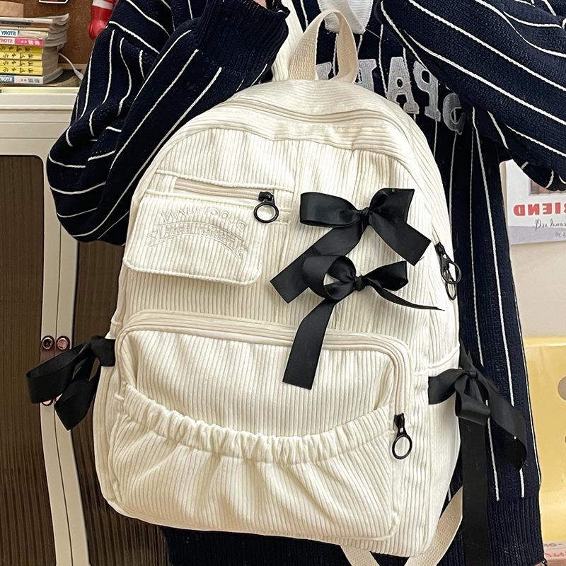 ins wind bow backpack ribbon junior high school students primary school students casual versatile backpack women's niche backpack