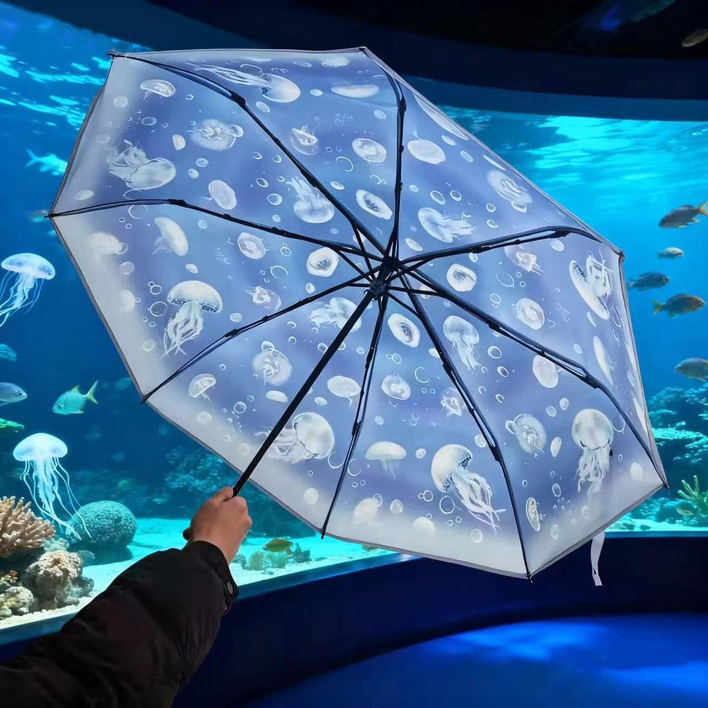 Dual-Use Automatic Transparent POE Umbrella - Xiaohongshu Style with Cats and Dogs Design