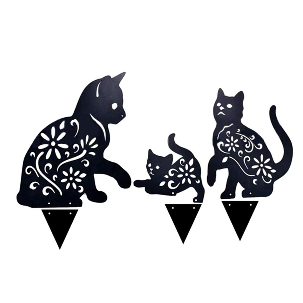 

BSTQC Garden Ornament Cat Figurine Iron Insert Goods 3 Piece Set