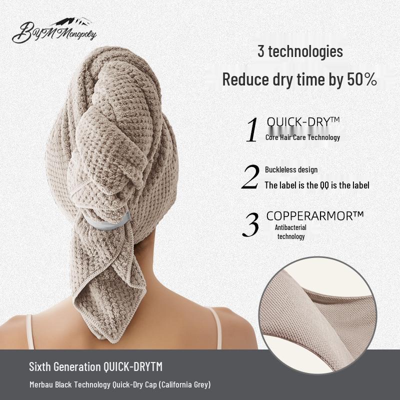 Extra Large, Extra Thick Quick-Dry Women's Hair Towel - Class A Pure Cotton, Absorbent, Head Wrap