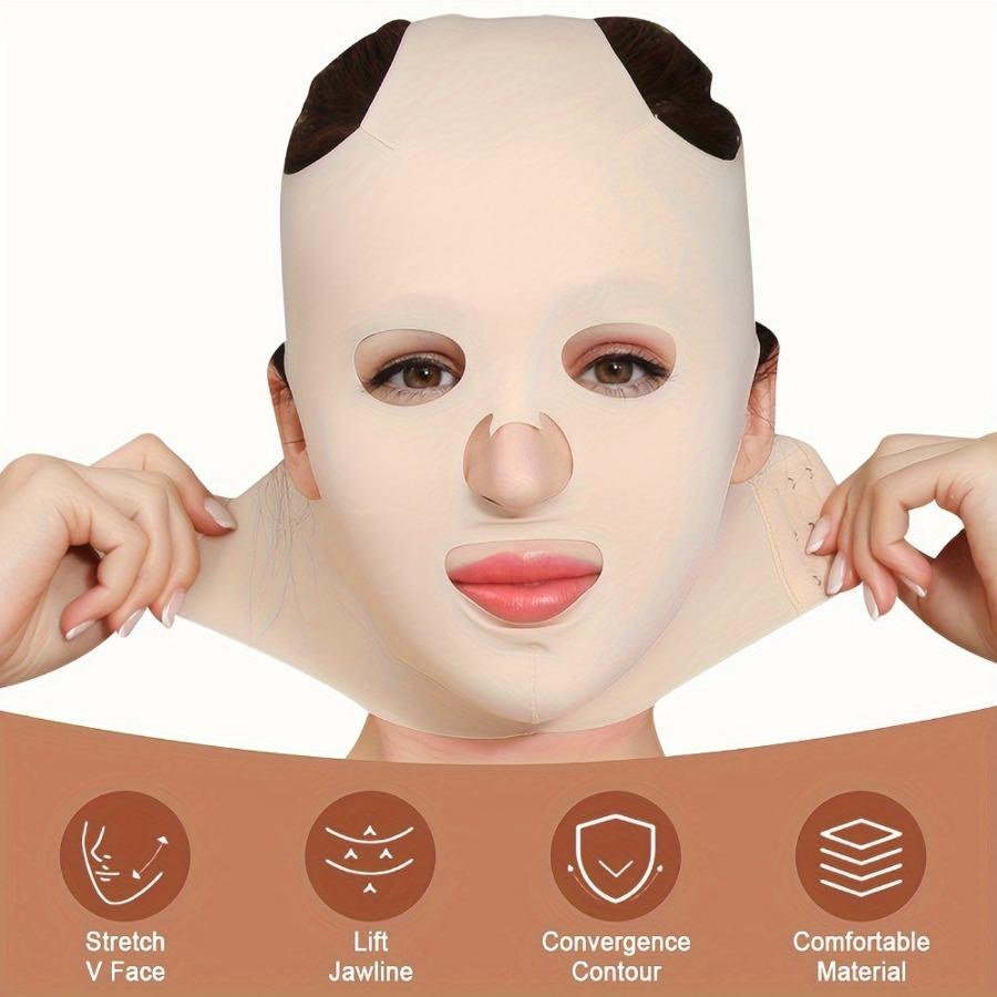 Full Face Lift Schlafgürtel, Wangen-Kinn-Straffungsgürtel, Gesichtsmaskenverband, dünner Gesichtsmassage-Shaper, wiederverwendbar und atmungsaktiv