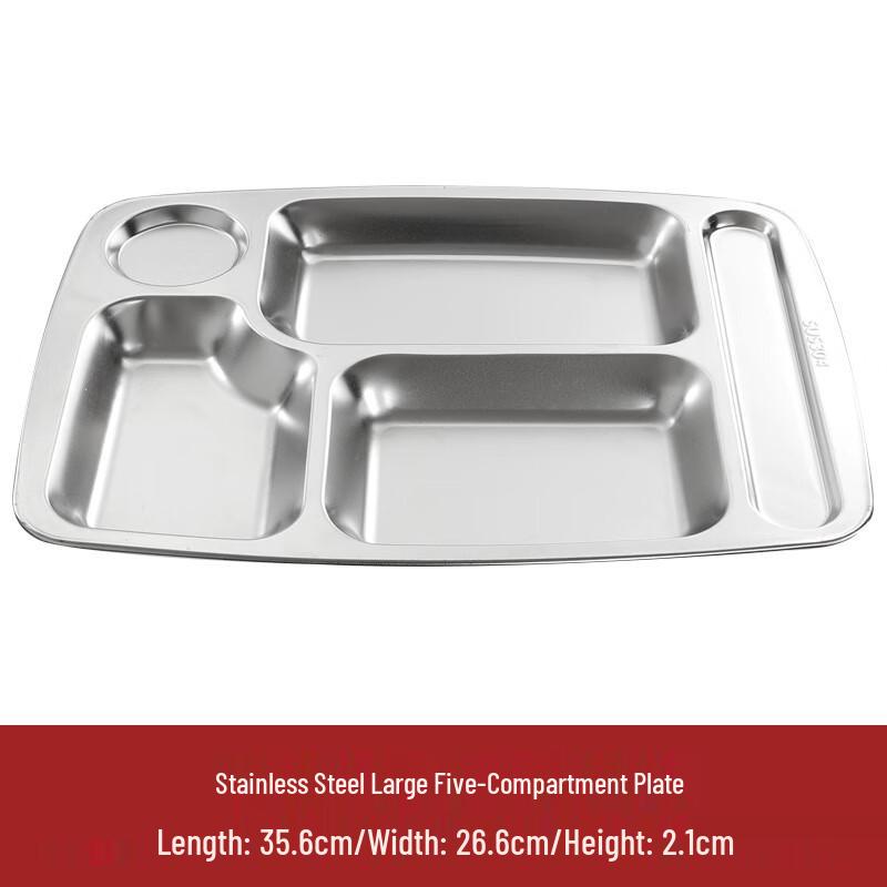 Stainless Steel 5-Compartment Meal Tray