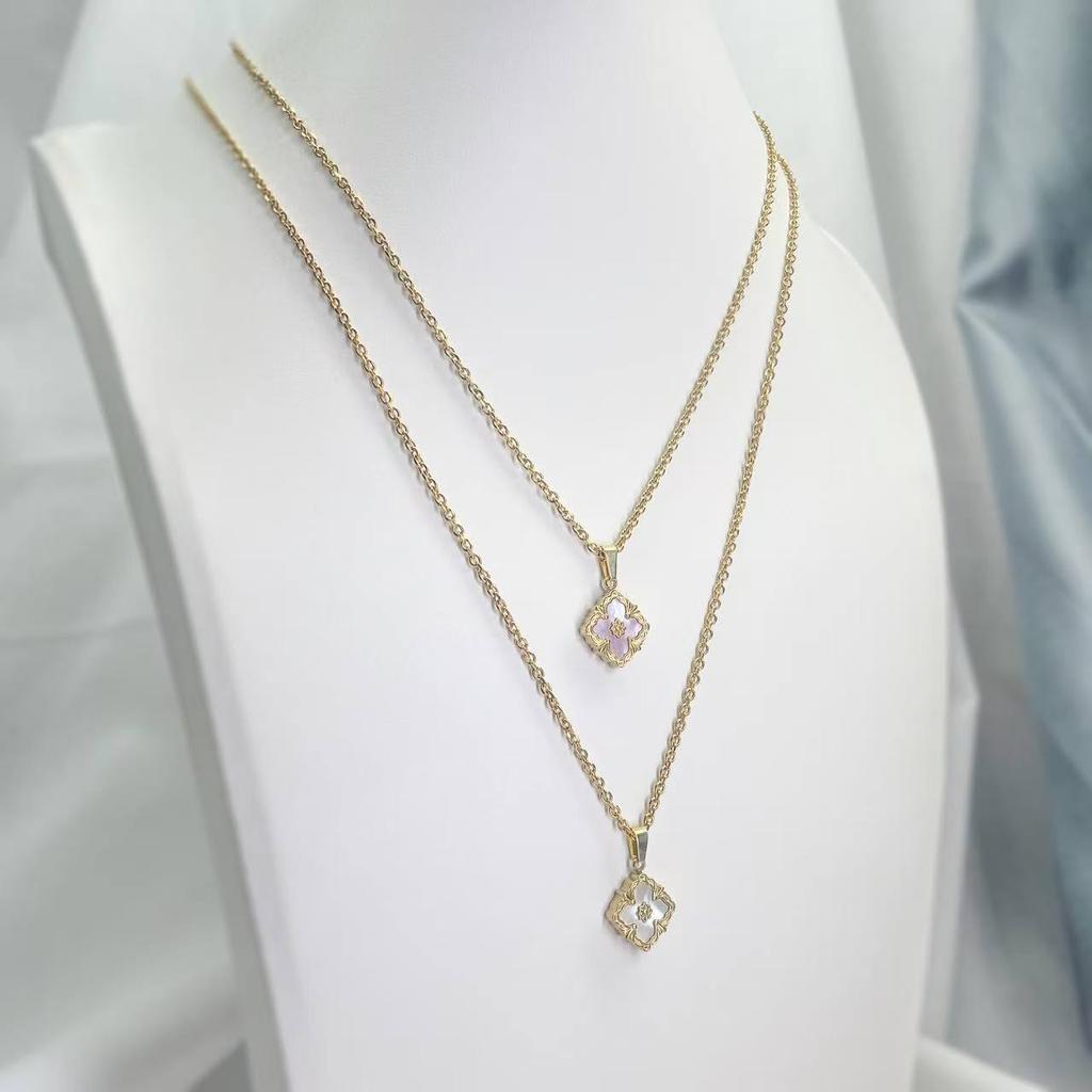 Neues europäisches und amerikanisches Diamantblattgras-Armband-Halsketten-Ohrring-Set, plattiert mit Retro-Diamant-Palast-Halskette