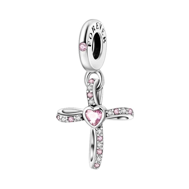 Charms Copper Original Cross Love Zircon All Style Series Charm Beads Pendant Fit Bracelet Diy Woman Jewelry Making