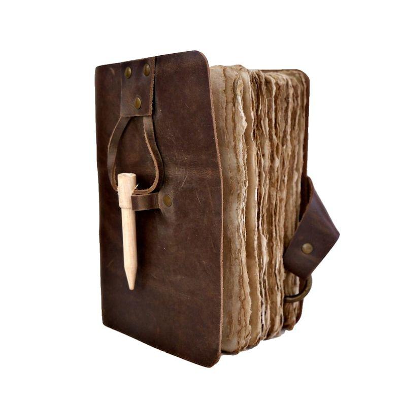 Vintage Handmade Bamboo Lock Journal Leather Bound Journal