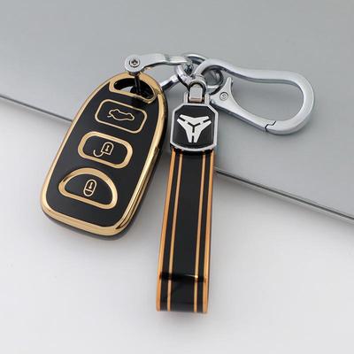 Étui pour clé de voiture à bordure dorée pour les nouveaux modèles Kia