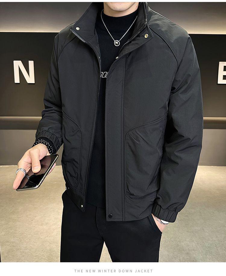 Męska modna kurtka z bawełnianym wypełnieniem - stójka, wszechstronna odzież robocza na wiosnę, jesień i zimę