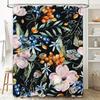 Watercolor Floral Print Shower Curtain, Luxury Home Decor Bath Mat Liner, 3D High Definition Printing Waterproof, Flower Decorat