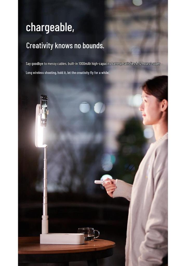 Multifunctional Desktop Phone Bracket with Fill Light – Portable, Retractable for Live Streaming