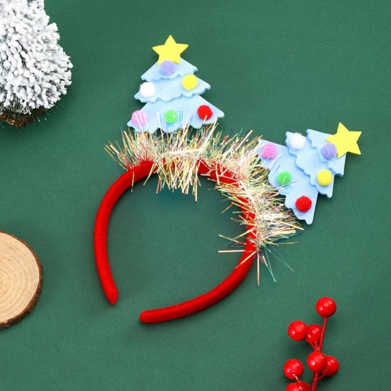 Saisonaler Spaß mit grünem Stoff Weihnachtsbaum Stirnband Einfach zu tragendes Stirnband Ornament für Kinder und Erwachsene Partykostüme