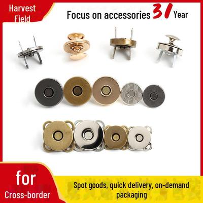 Bouton à boucle magnétique double calotte cousu à la main avec rivet