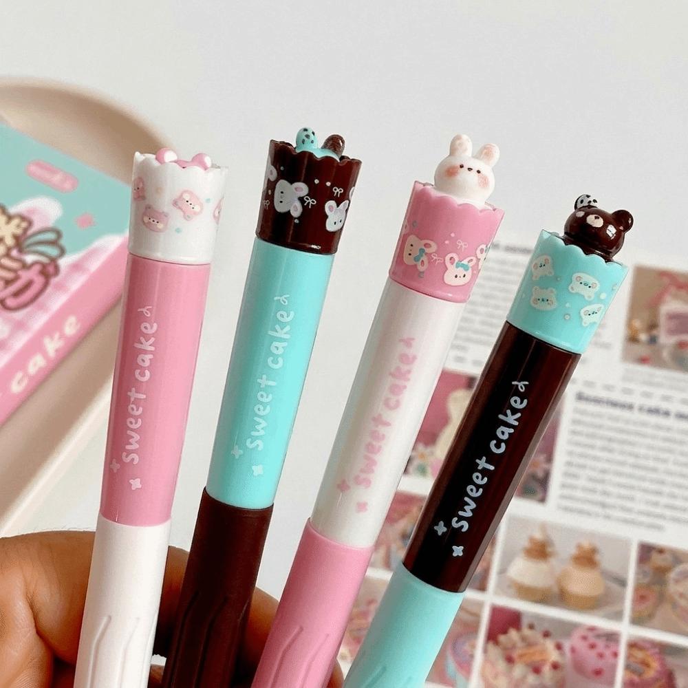4PCS Smooth Writing Teacup Dog Gel Pen 0.5mm Stationery Pen Funny Quick-drying Black Pen Office Use