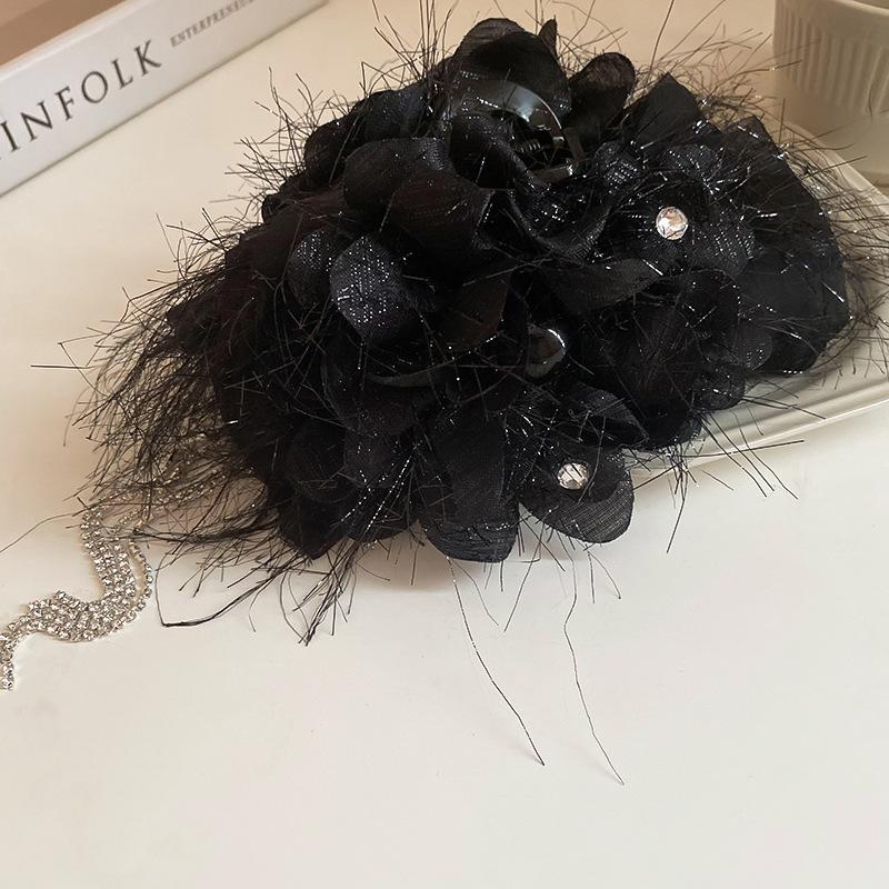 Bridal oversized bow pearl tassel hairpin retro elegant temperament spring clip high sense fashion grab clip female