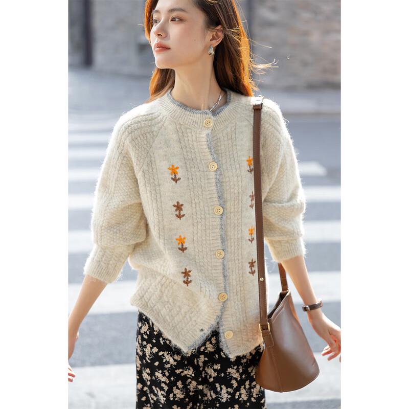 MOKANA Youthful Embroidered Plush Knit Sweater