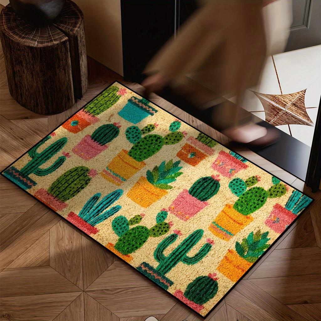 Colorful Cactus Carpet Colorful Floor Mat Washable Doormat Welcome Mat Rug For Bedroom Carpet For Live Room Home Dec