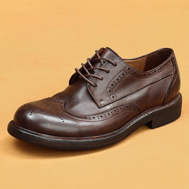 Exclusive Handmade Washed Leather Men's Retro Brogues