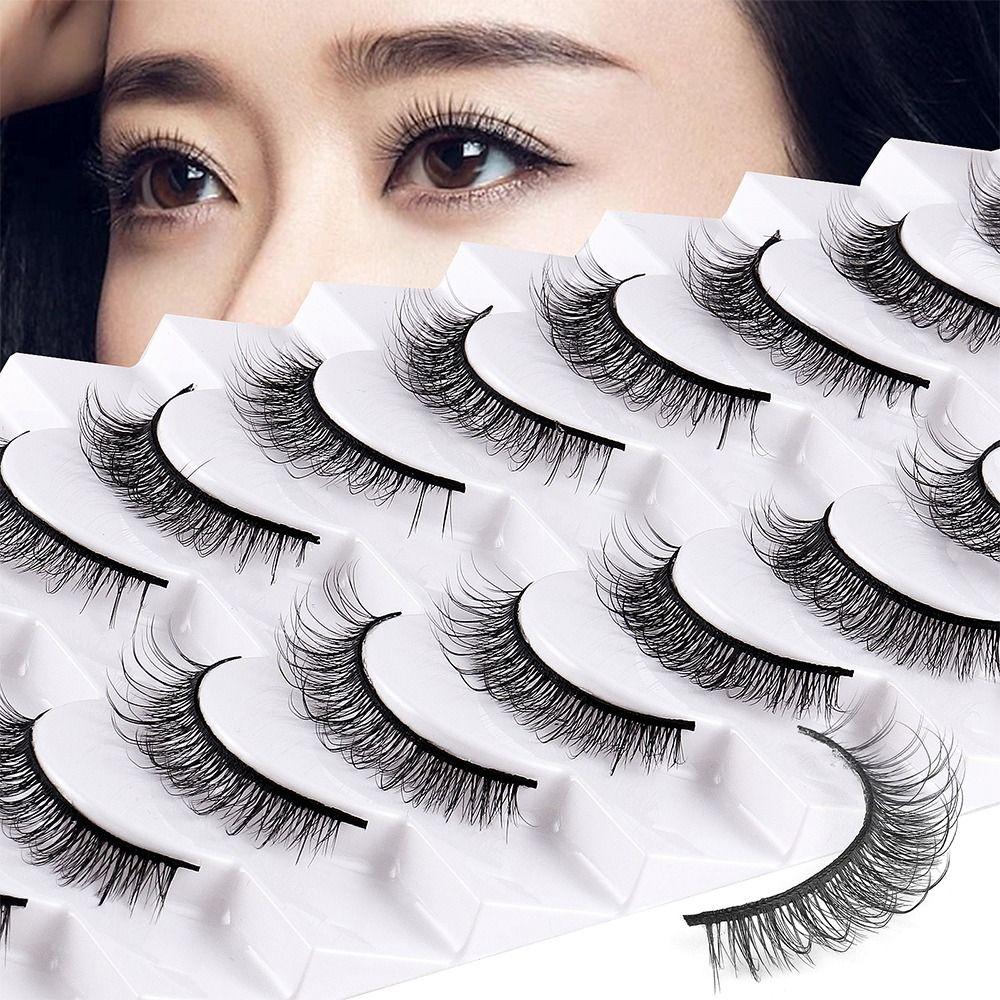 10 Pairs Soft Natural Fake Eyelashes Short Lashes Manga Lashes Cat Eye Look False Eyelashes