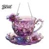 Adorno de Taza de Té Rosa Morado Colgante de Taza de Café con Metal de 60 cm